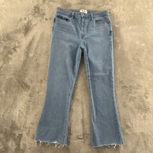 PAIGE Rory Crop Flare Jean Kaede Distressed Womens 30 Raw Hem Light Wash Stretch